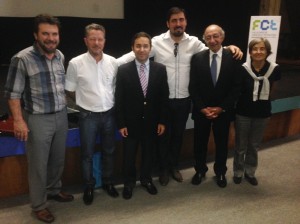 professores Donizeti Giusti(Agrárias), Eduardo Teixeira da Silva(Agrárias), ministro do Meio Ambiente Jorge Moreira da Silva, Elisandro Frigo(Palotina), Fernando Santana e Graça Martinho da UNL